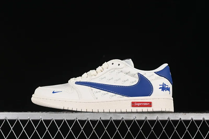 All categories Air Jordan Jordan series basketball shoes Air Jordan 1 Low High-end customized low-top sneakers Travis Scott x Fragment Design x Air Jordan 1 Low OG SP AJ1 Joe 1 Stussy joint-sea blue hook low-top cultural casual sneakers SJ2068-117